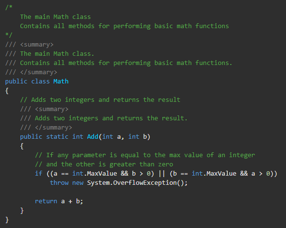 Example of Code Documentation